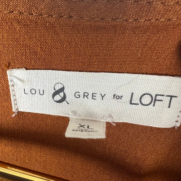 Lou & Grey by Loft Linen Blend Midi Dress Cap Sleeve V-Neck - Picture 5 of 9